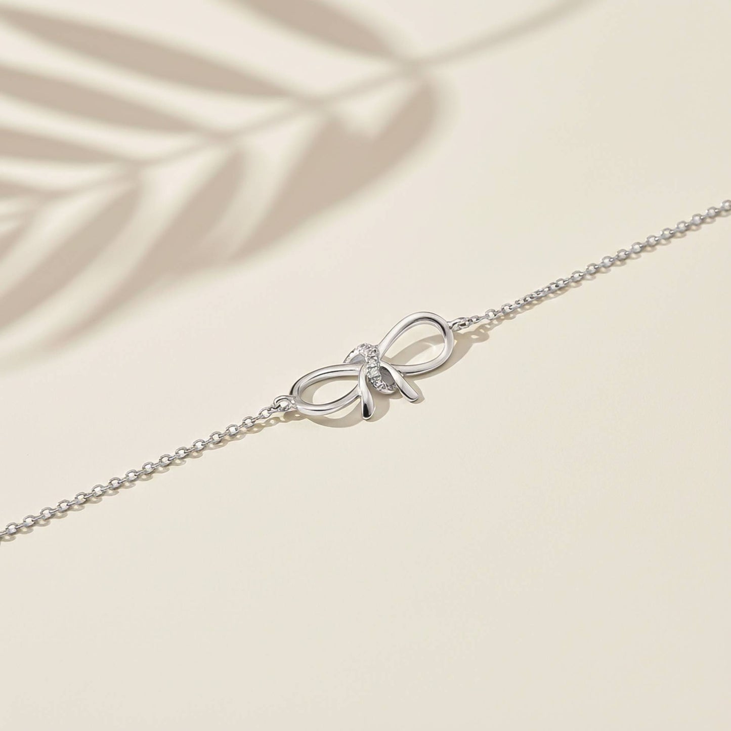 Silver Bow Knot Anklet 14K Gold Plated