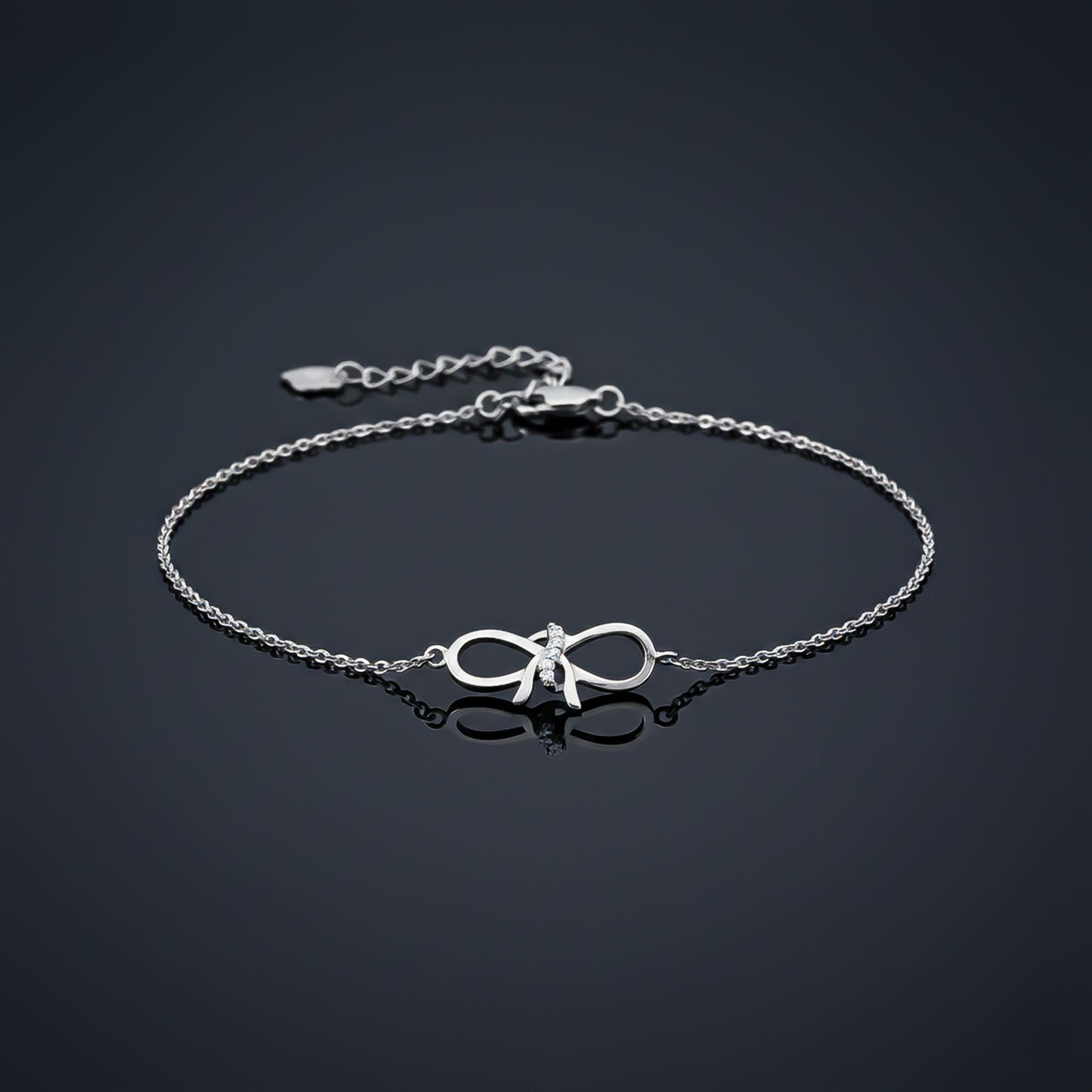 Silver Bow Knot Anklet 14K Gold Plated