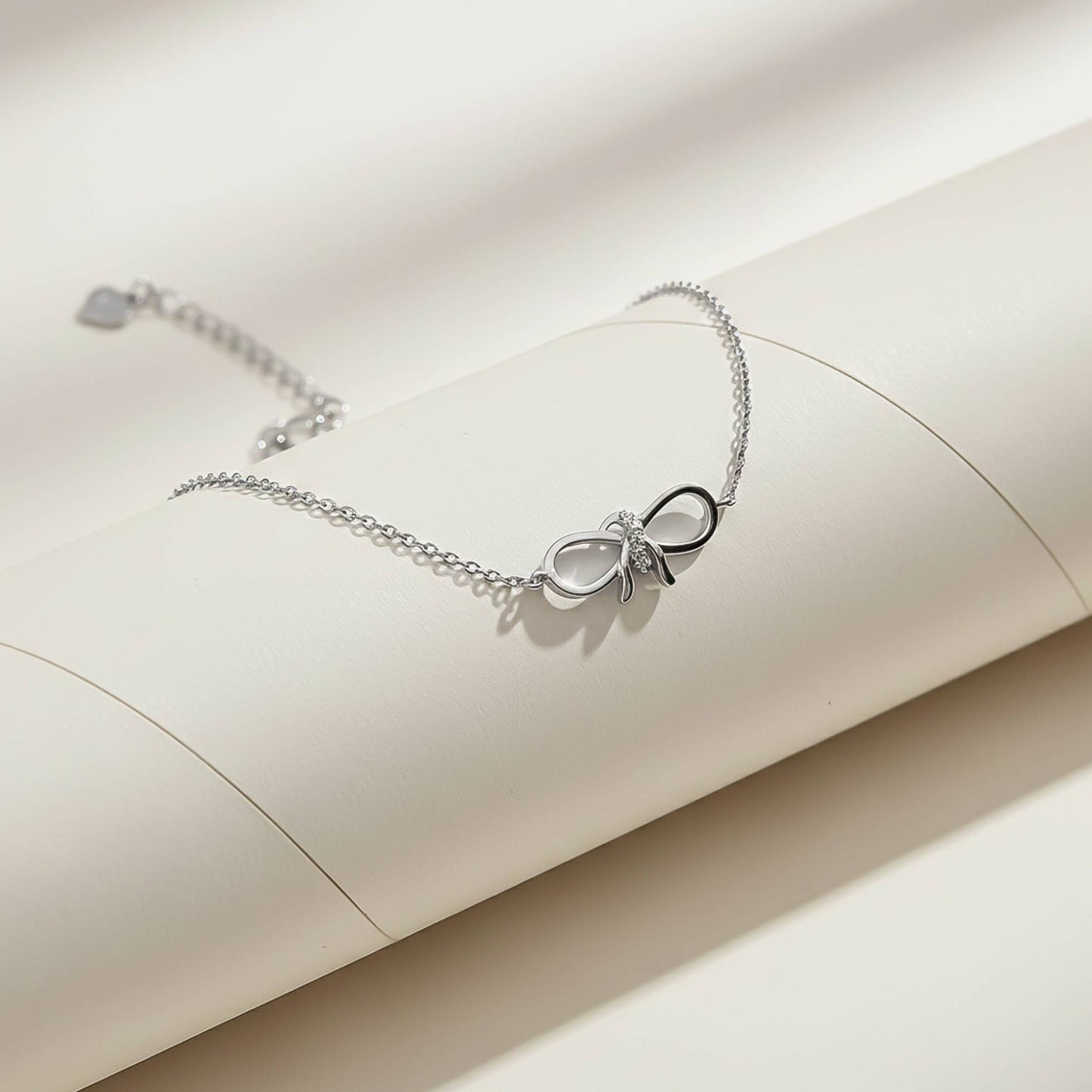 Silver Bow Knot Anklet 14K Gold Plated