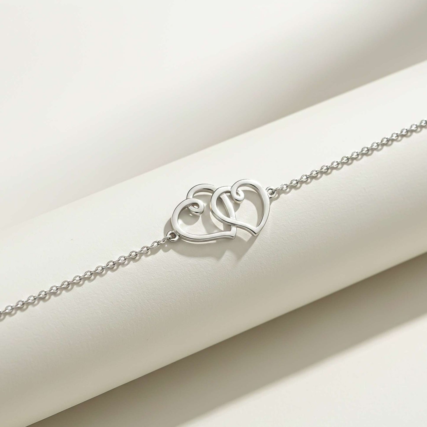 Twin 925 Sterling Silver Heart Anklet For Her With 14K Gold Plated