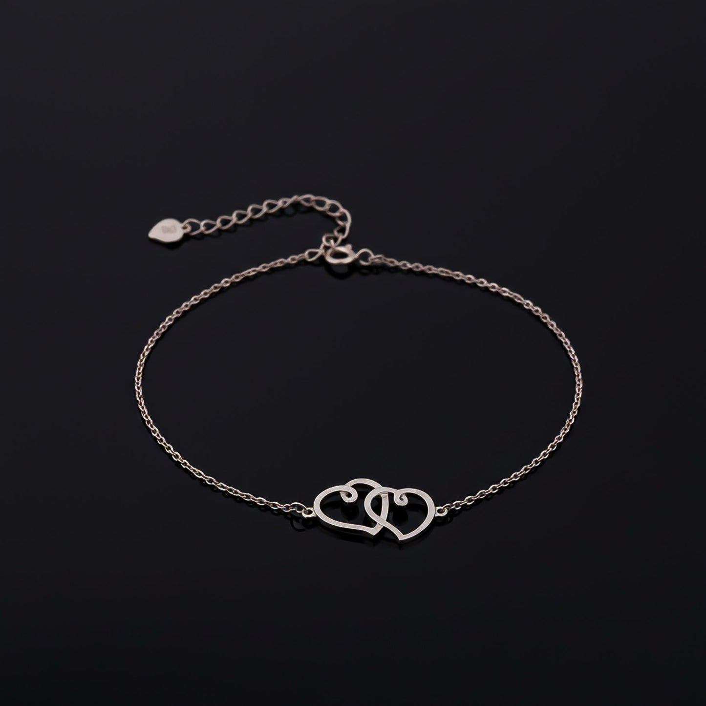 Twin 925 Sterling Silver Heart Anklet For Her With 14K Gold Plated
