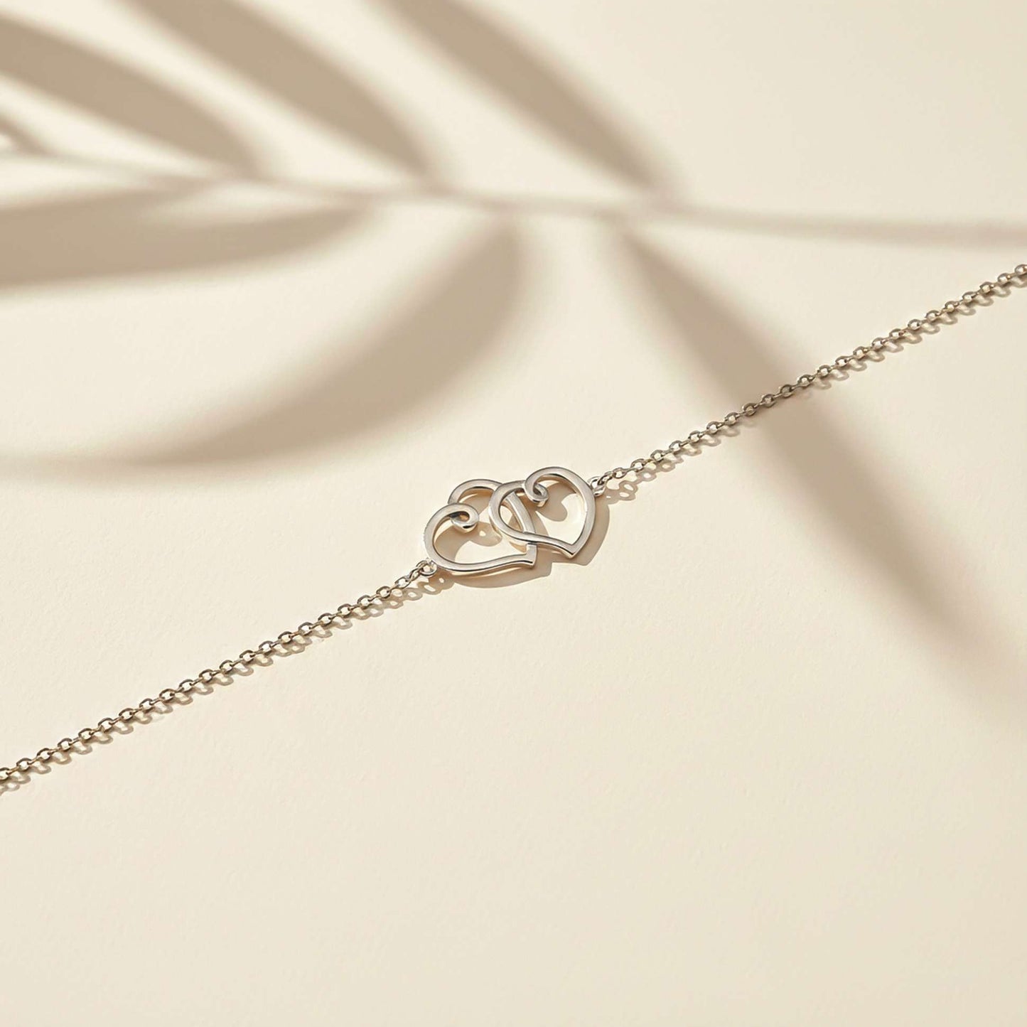 Twin 925 Sterling Silver Heart Anklet For Her With 14K Gold Plated