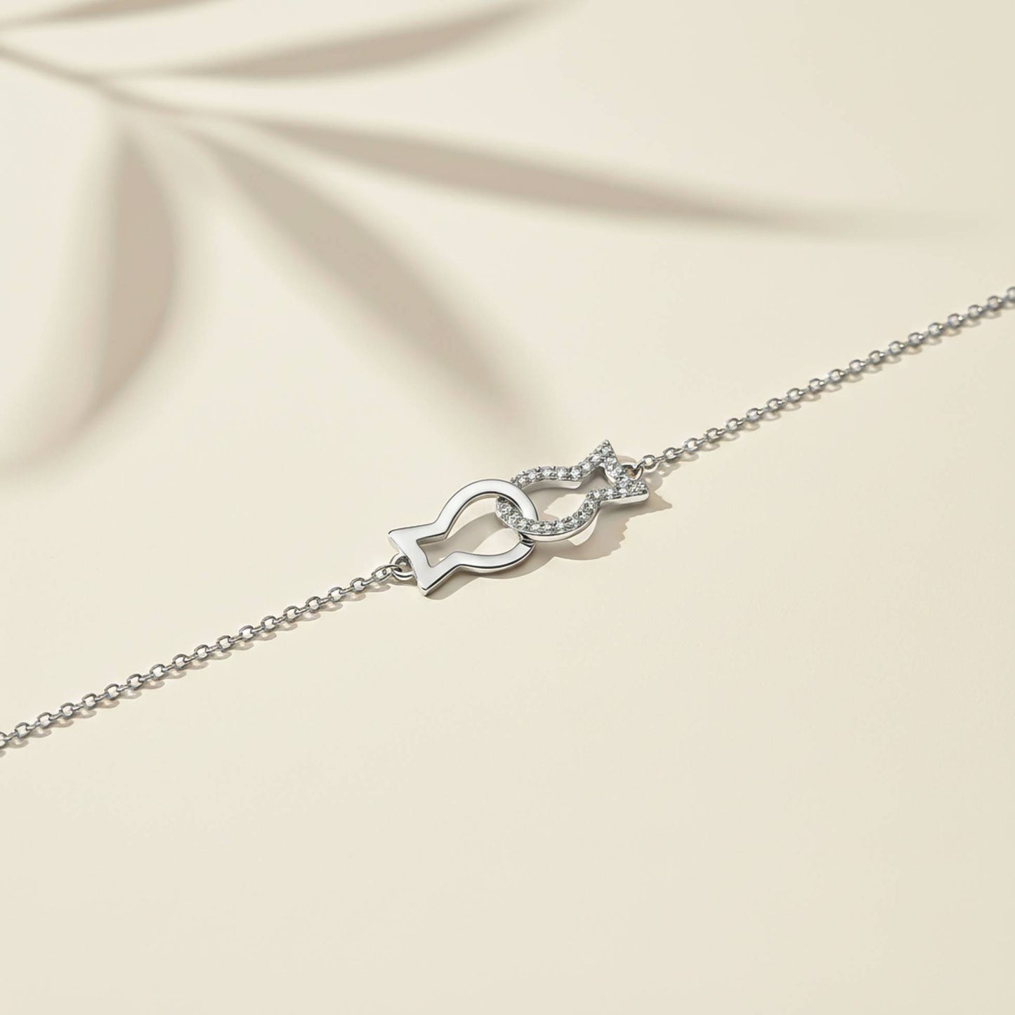 Valentine Kissing Fish Anklet In 925 Sterling Silver With 14K Gold Plated