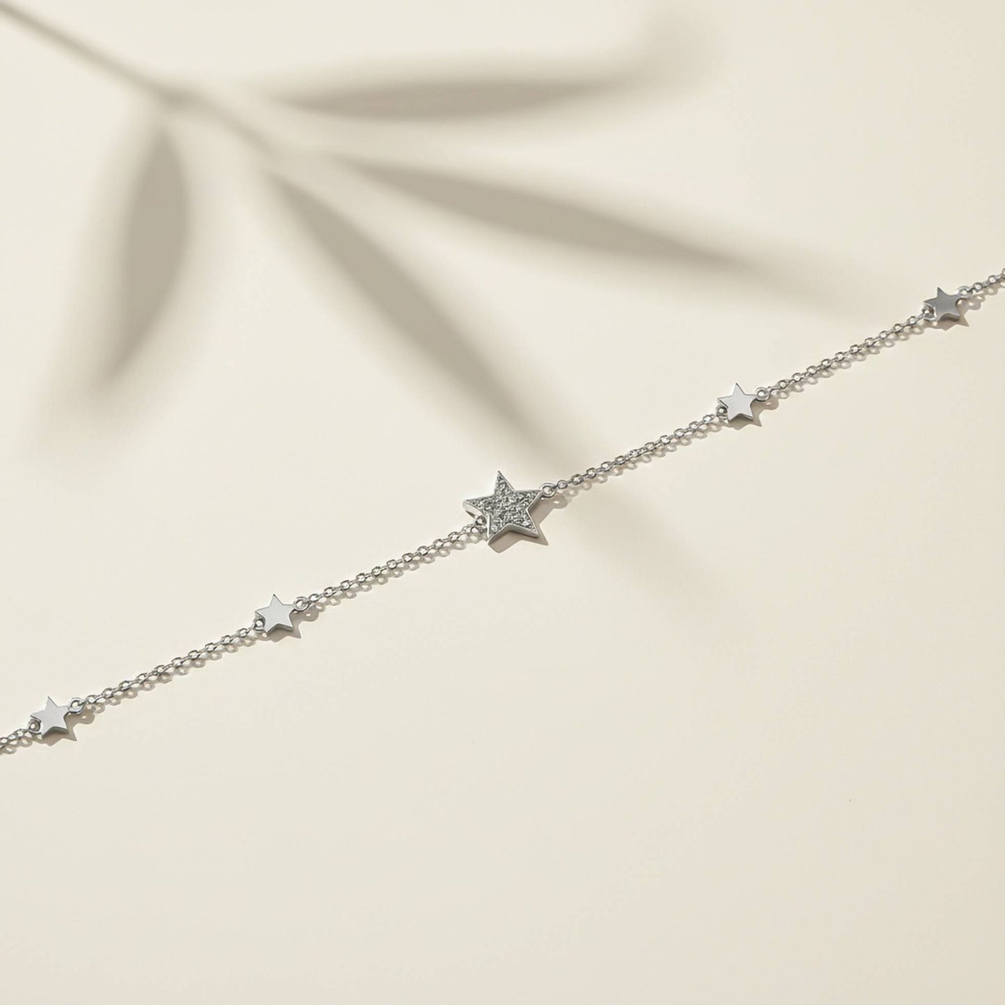 925 Sterling Silver Star Family Diamond Anklet For Her