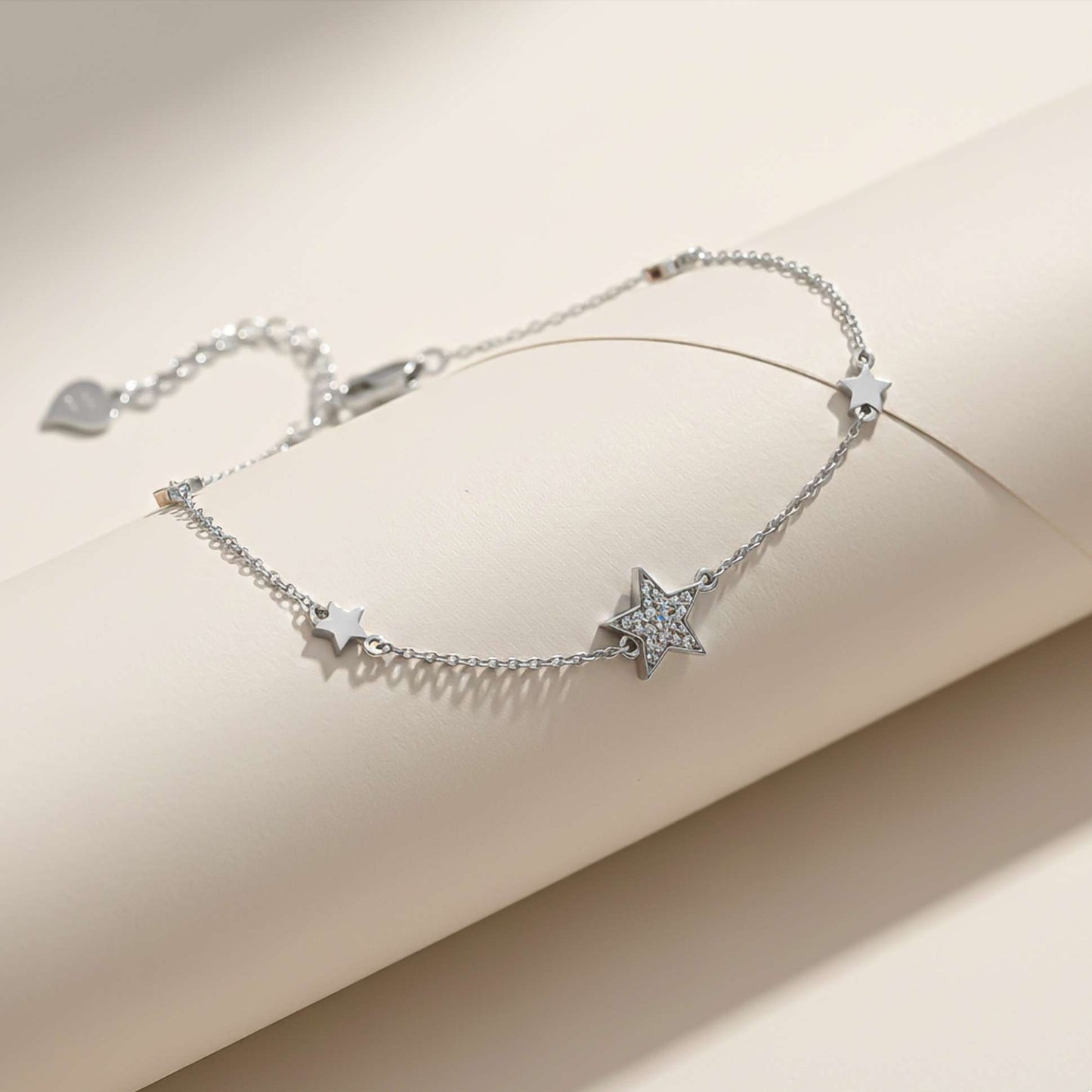 925 Sterling Silver Star Family Diamond Anklet For Her