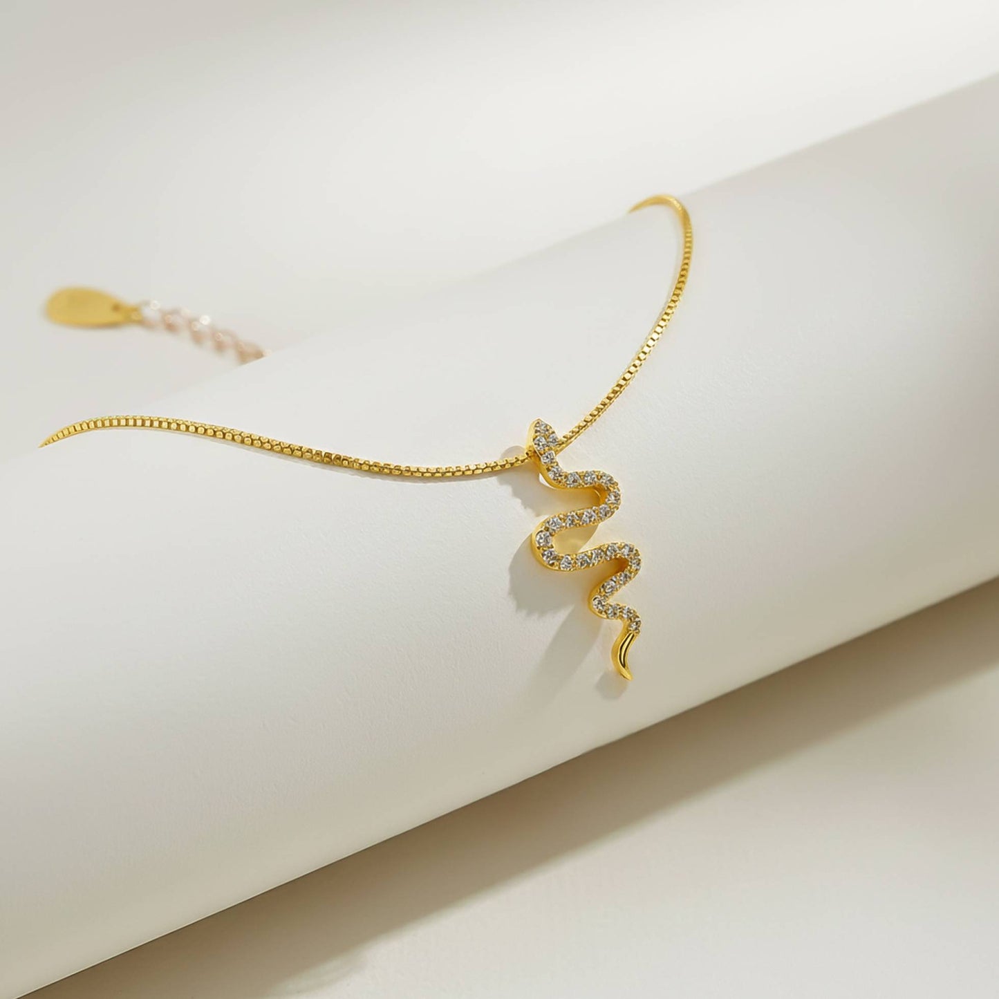 Mini Snake Diamond Anklet 925 Sterling Silver With 14K Gold Plated