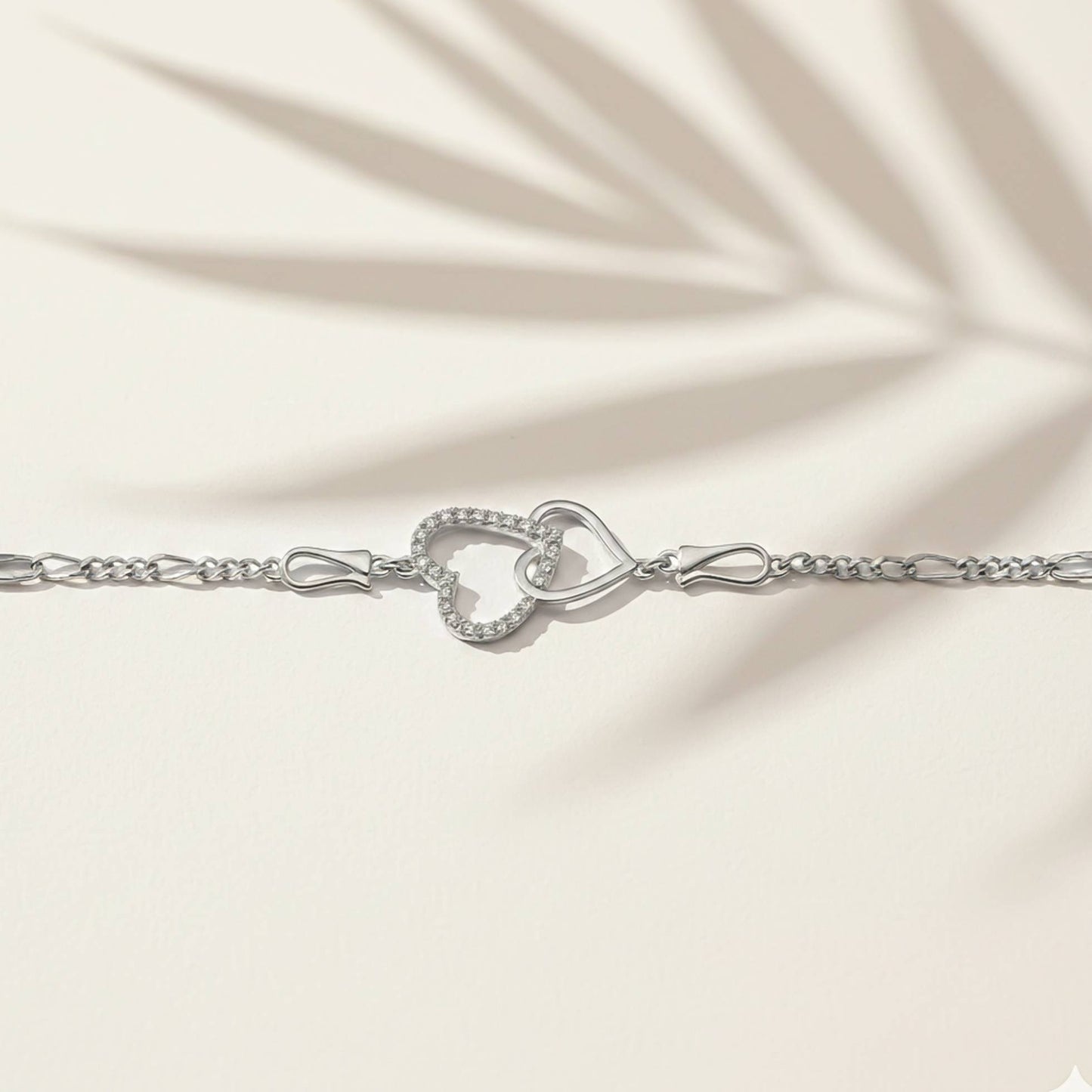 Silver Diamond Binary Heart Anklet For Valentine Gift