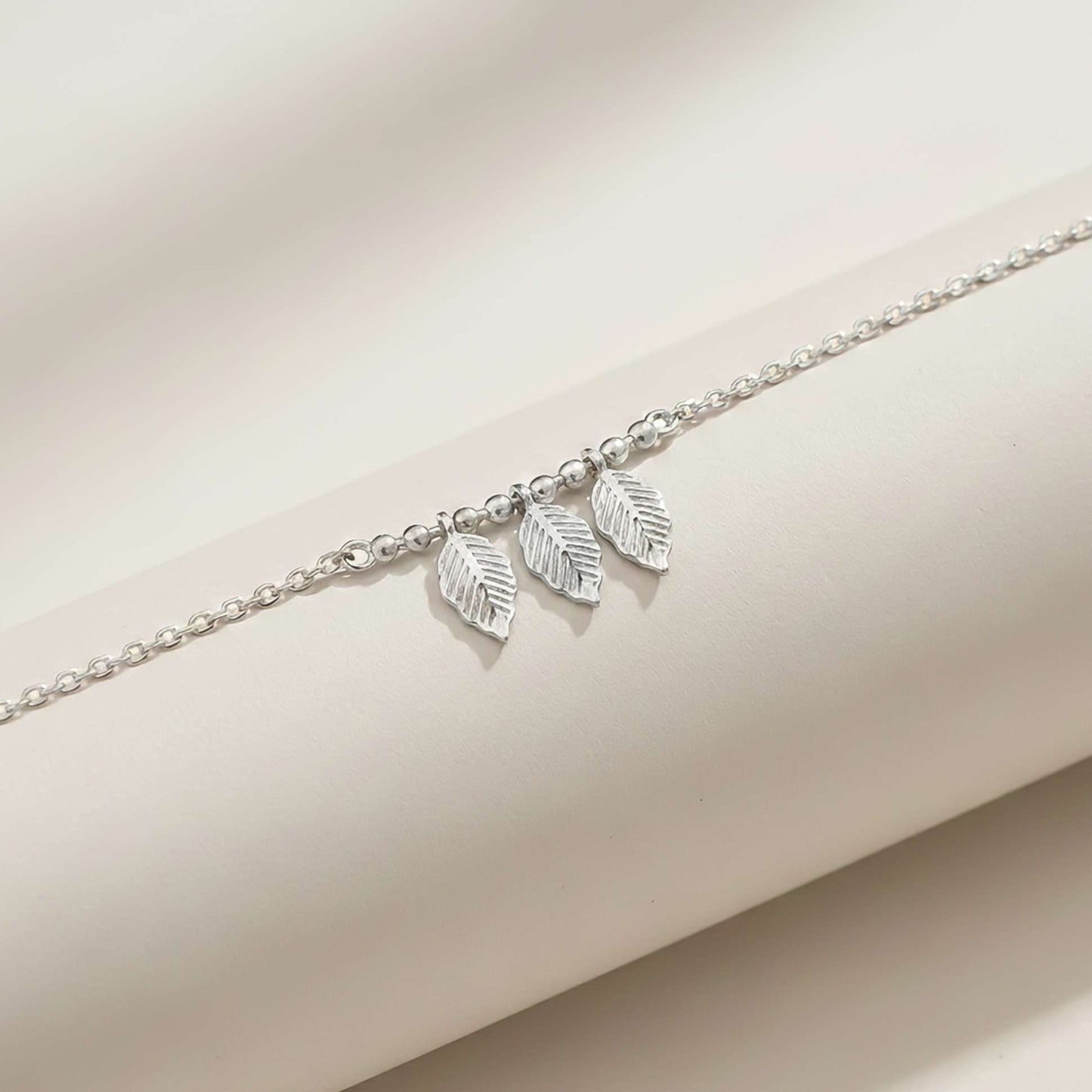 Sterling Silver Leafy Anklet For For Women