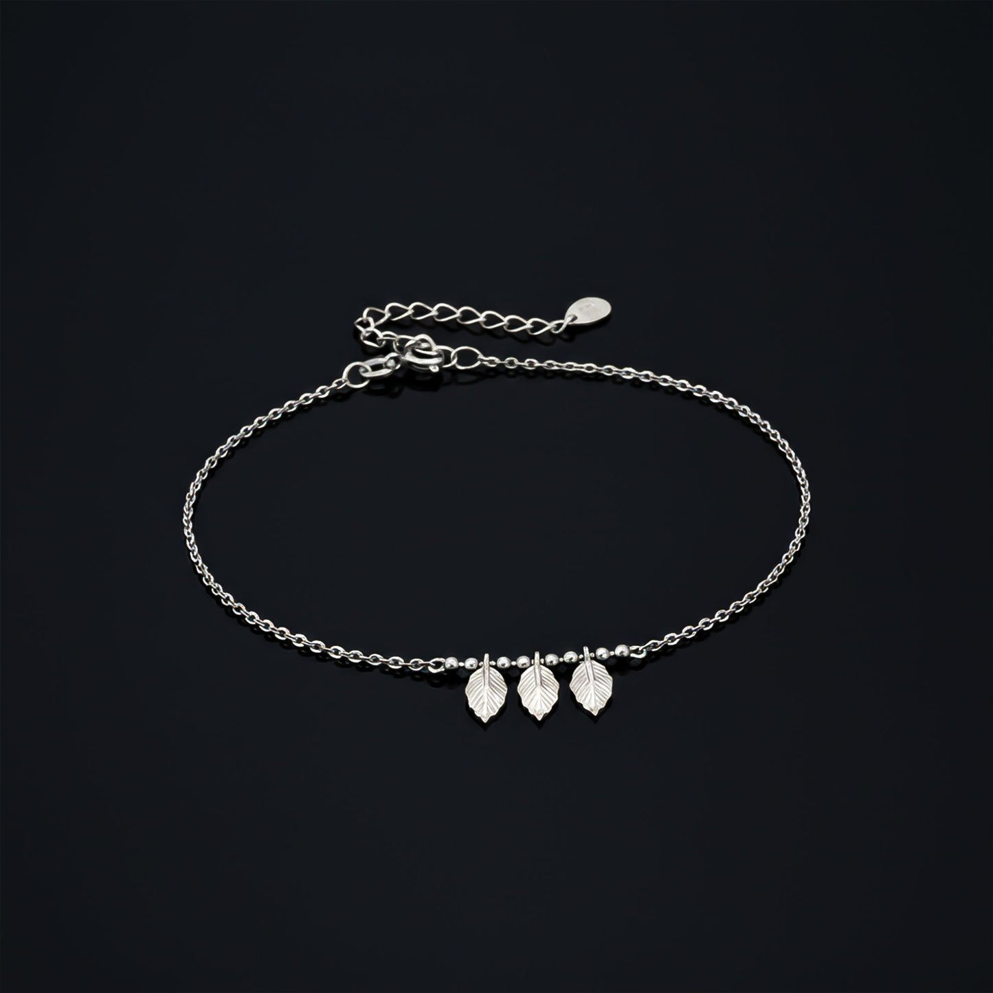 Sterling Silver Leafy Anklet For For Women