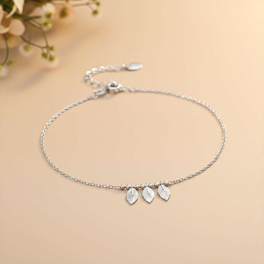 Sterling Silver Leafy Anklet For For Women