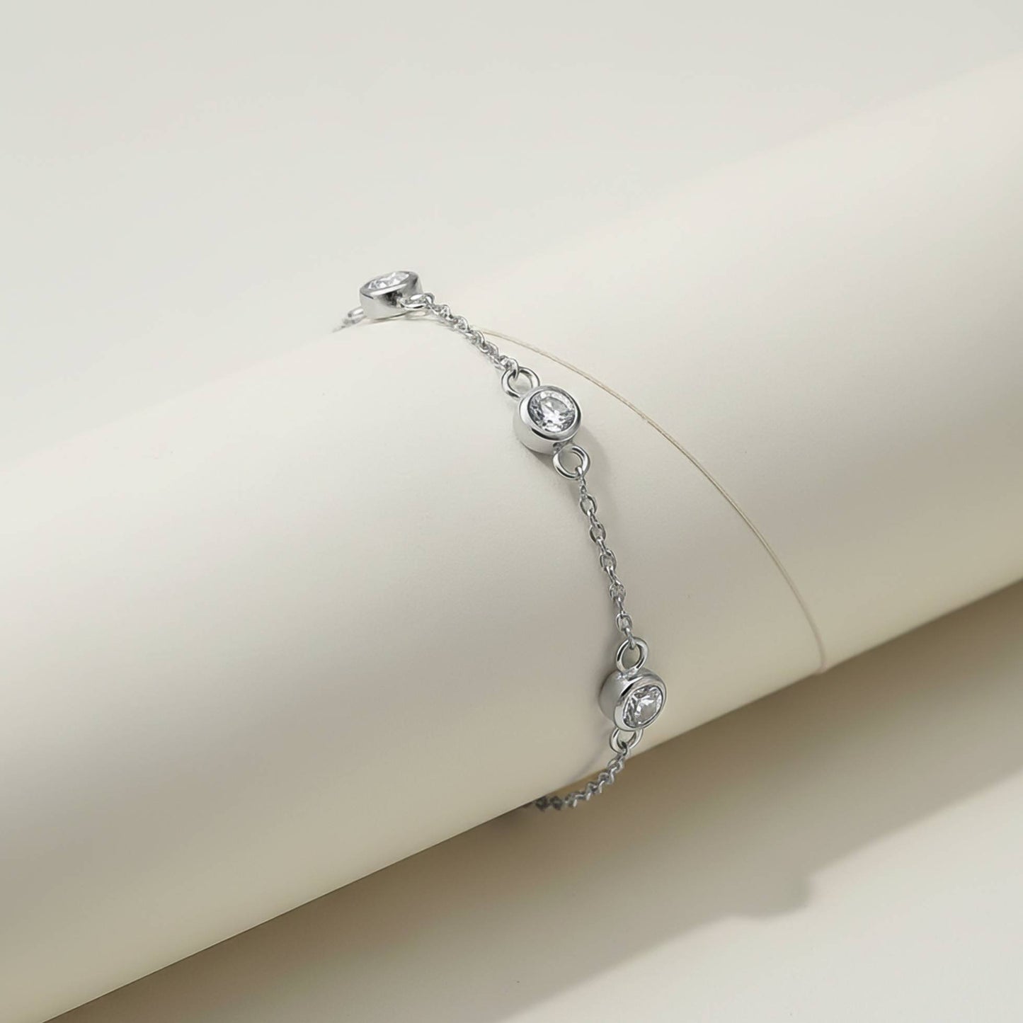 Sterling Silver Mellow Bezel Set Anklet With 14K Gold Plated