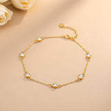 Sterling Silver Mellow Bezel Set Anklet With 14K Gold Vermeil (2.5 Micron)