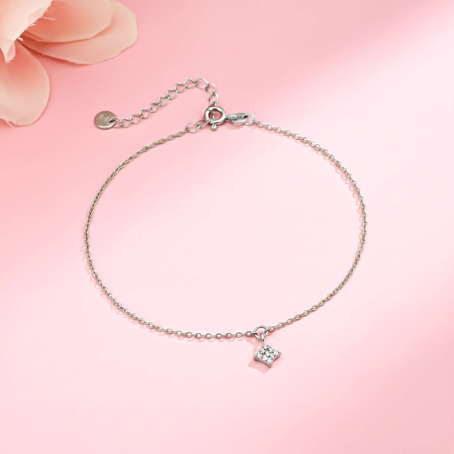 Sterling Silver Dusk Till Dawn Anklet For Women With 14K Gold Plated