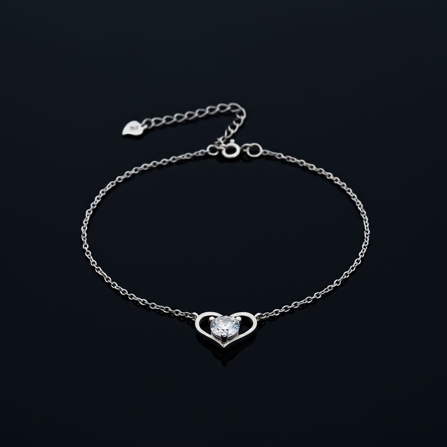 925 Sterling Silver Solitaire Heart Anklet For Women-Birthday Gift