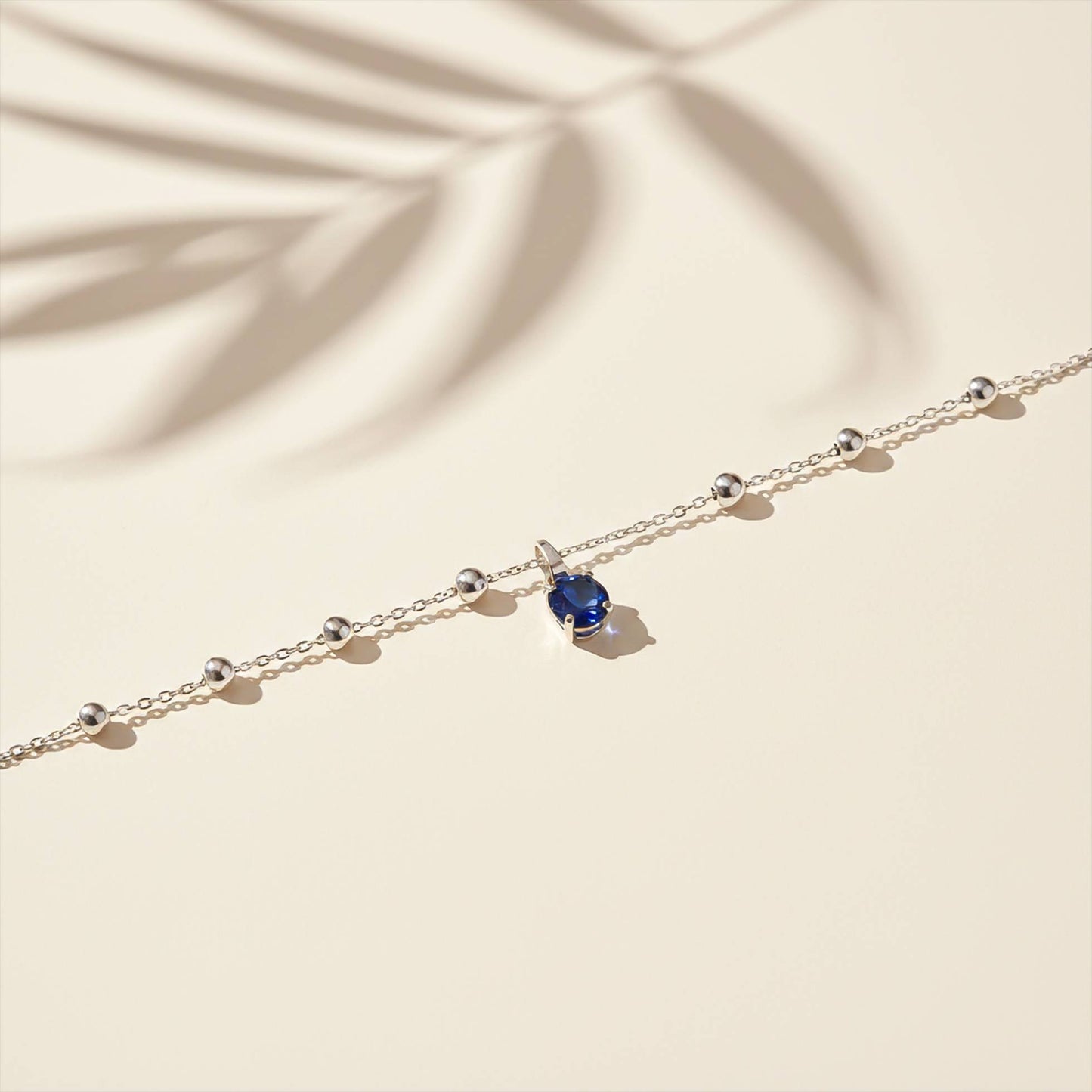 Silver Royal Blue Charms Anklet 14K Gold Plated
