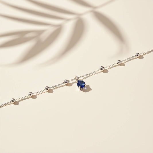 Silver Royal Blue Charms Anklet 14K Gold Plated