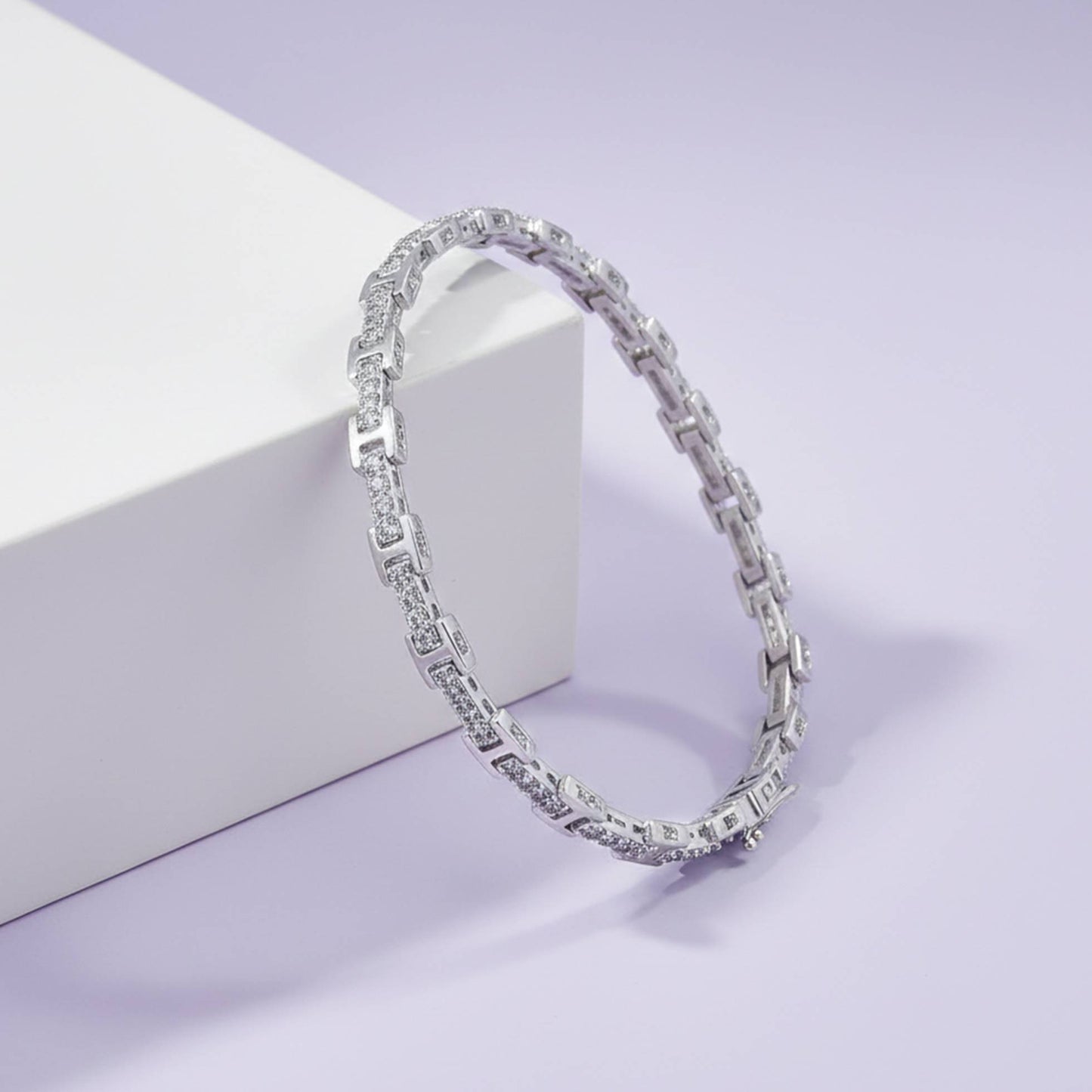 Silver Cluster Diamond Studded Bracelet