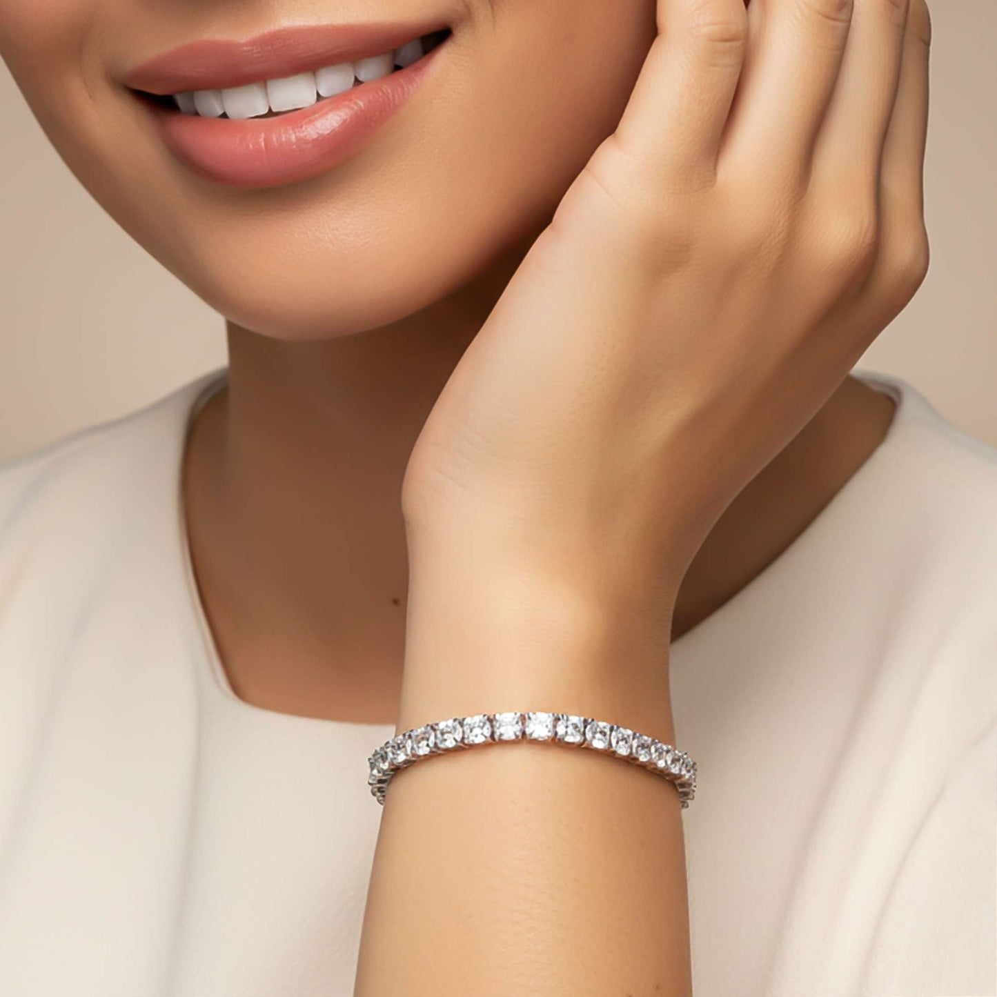 Silver Cubic Zirconia Lobster Claw Tennis Bracelet