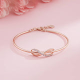 925 Sterling Silver Glittering Infinity Bangle With 14K Rose Gold Vermeil Gold Vermeil (2.5 Micron)