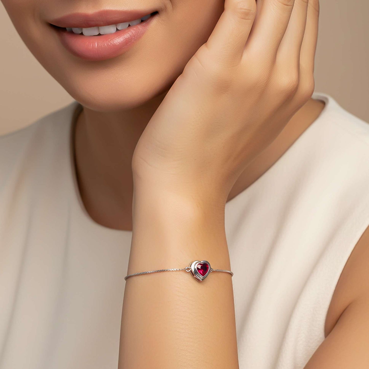 Silver Covered Heart Bracelet