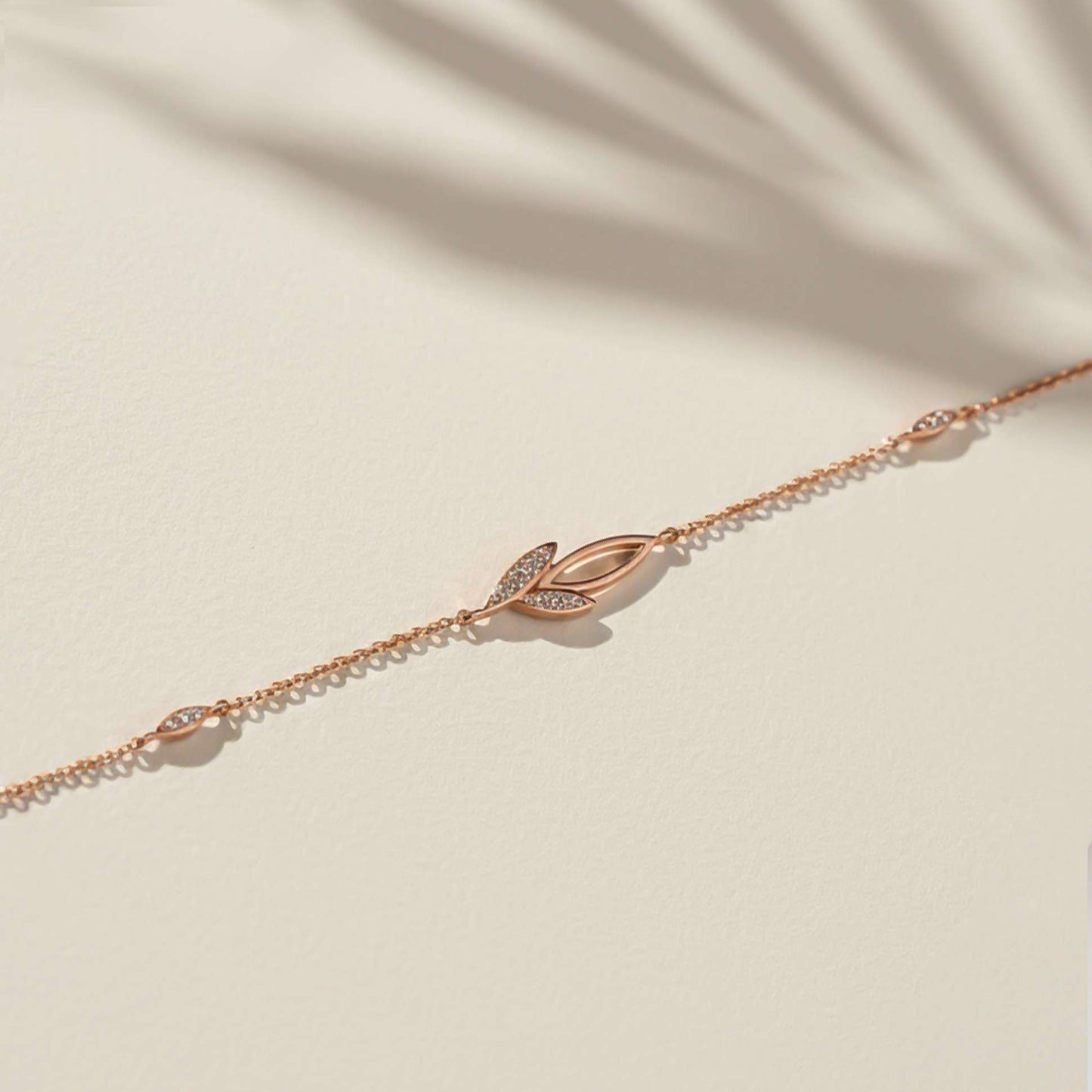 Rose Gold Leaves Layered Bracelet