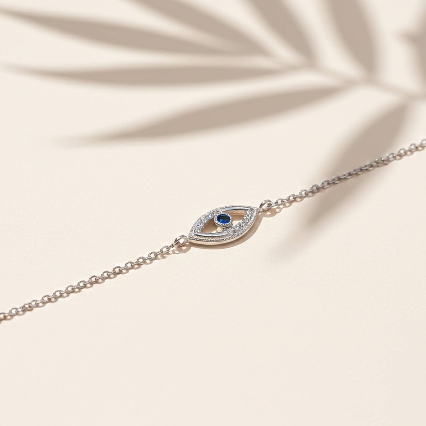 Silver Sapphire Evil Eye Bracelet