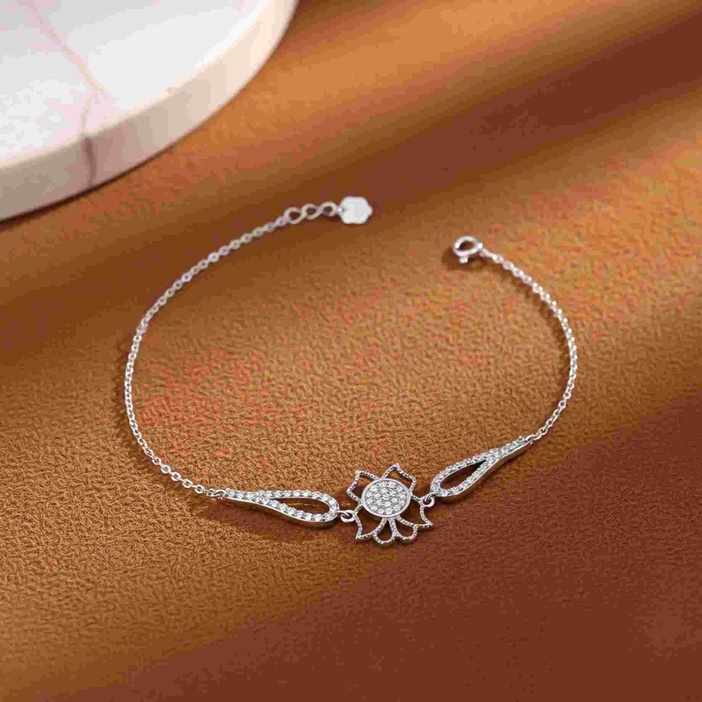 Silver Lotus Flower Bracelet