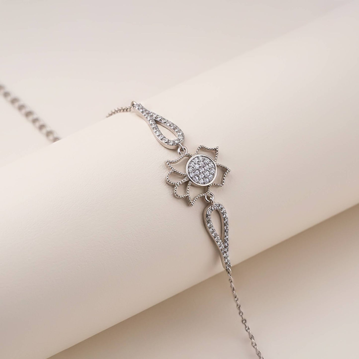 Silver Lotus Flower Bracelet