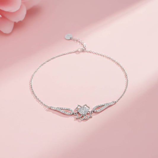 Silver Lotus Flower Bracelet