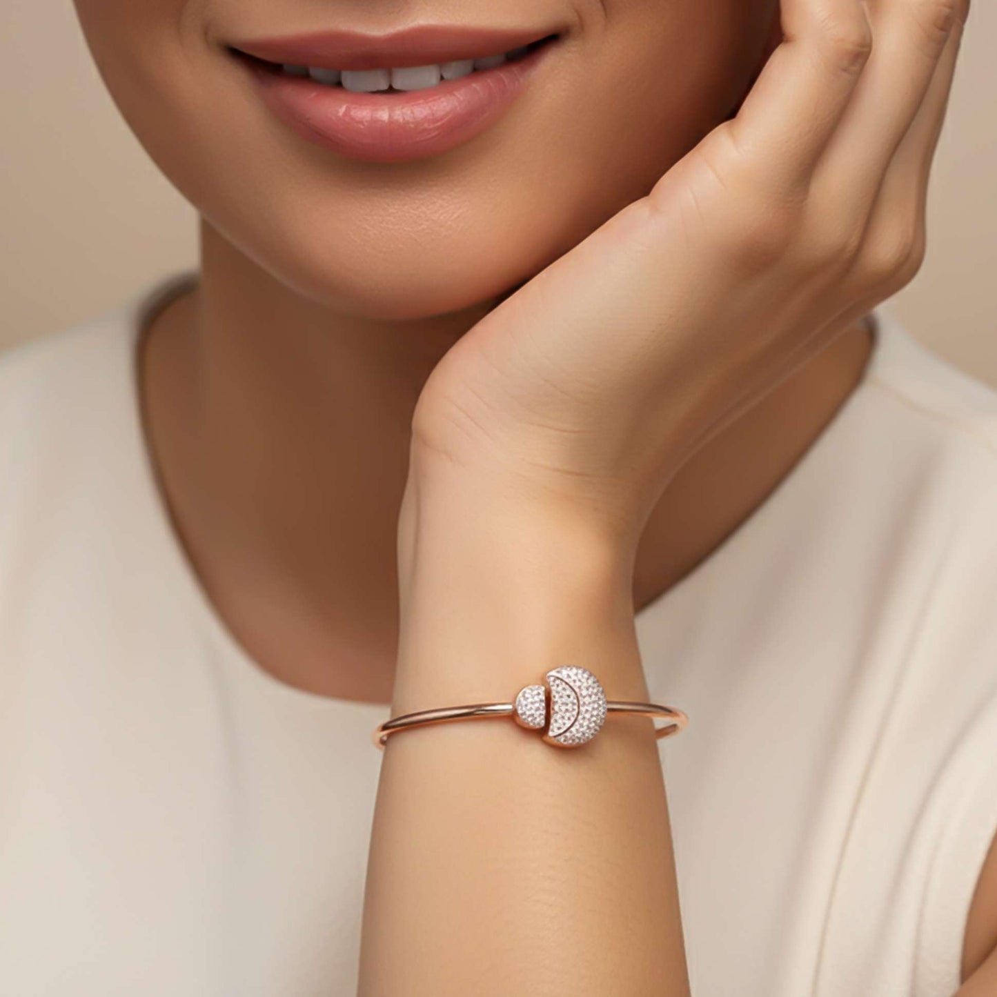 Rose Gold Vermiel Fiji Pave Diamond Bangle