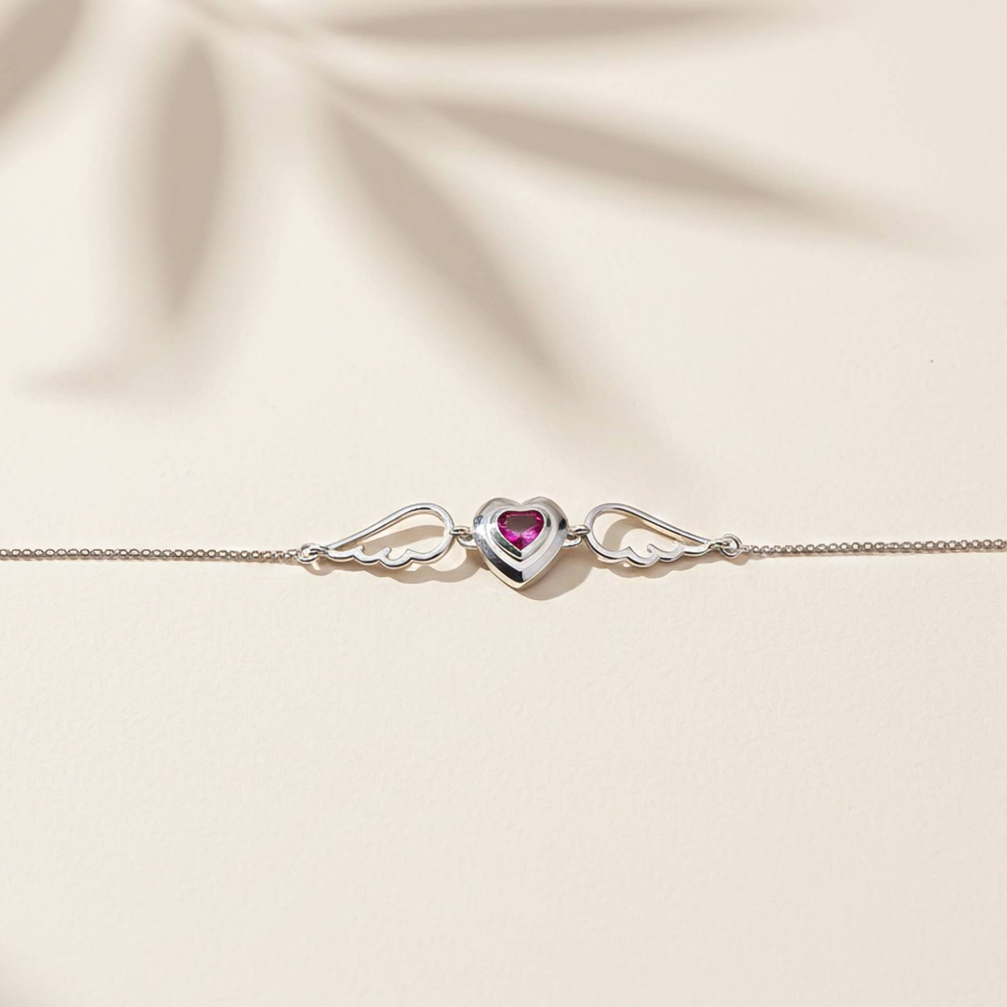 Silver Covered Heart Angle Wings Bracelet