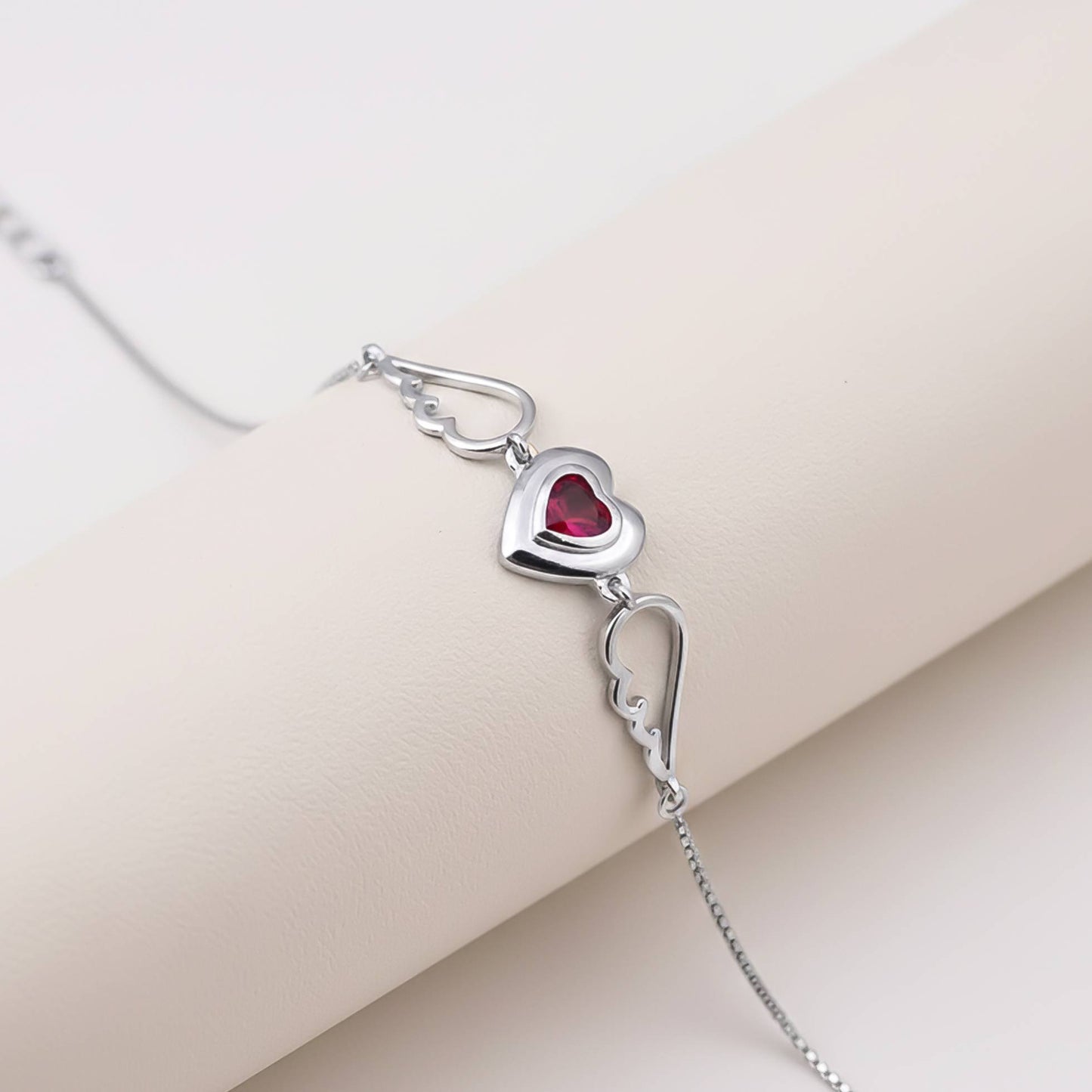 Silver Covered Heart Angle Wings Bracelet