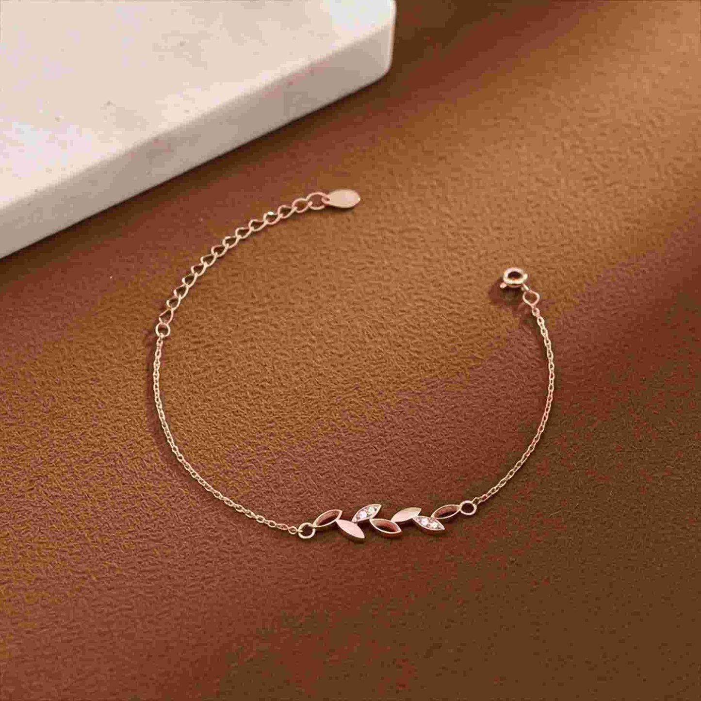Rose Gold Olive Leaf Bracelet