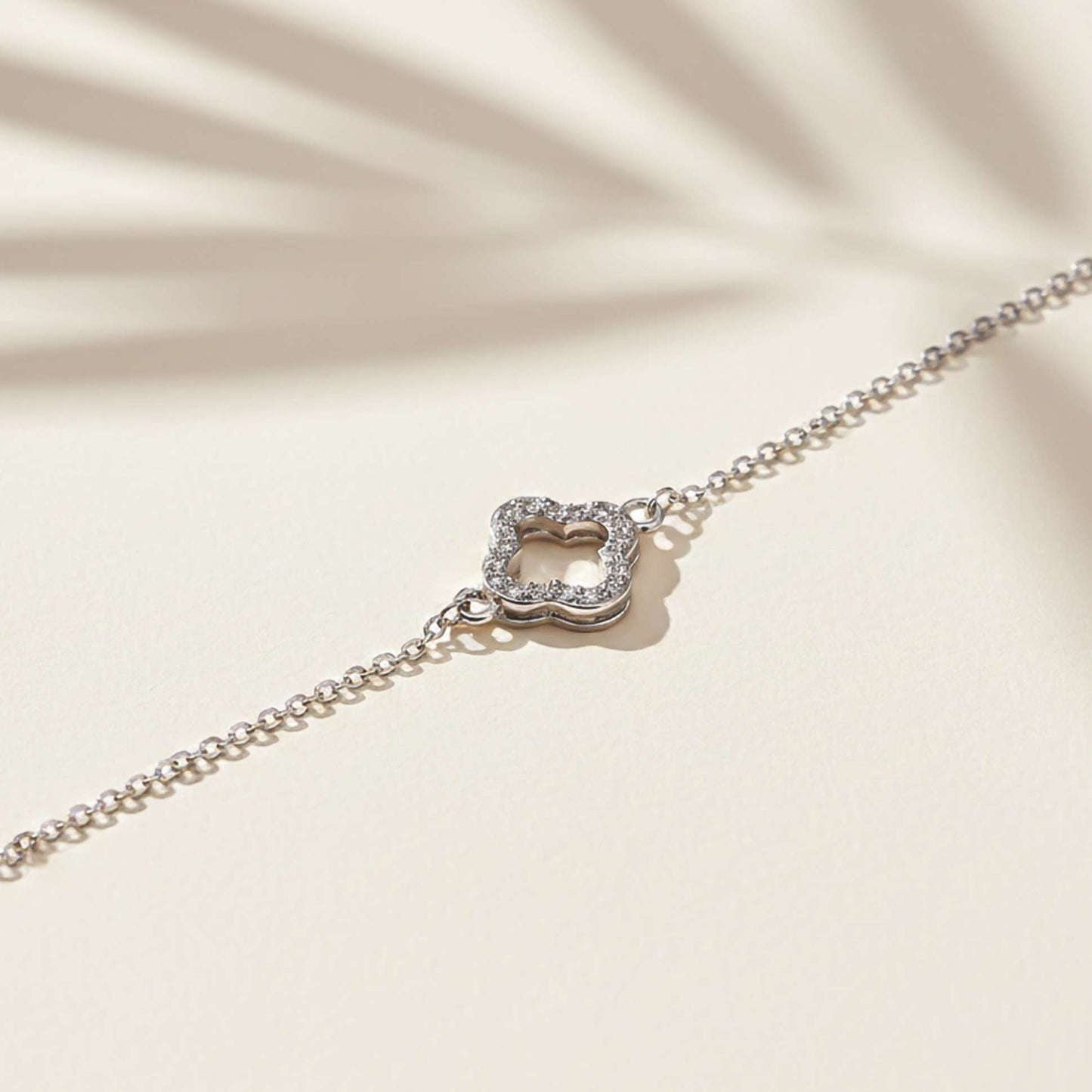 Silver Dainty Clover Chain Bracelet