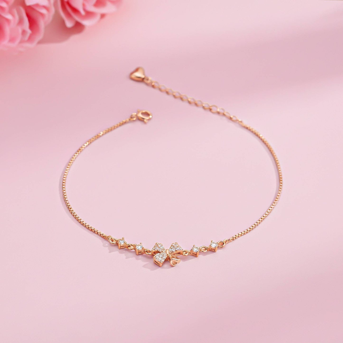 Rose Gold Leafy Charm Bracelet