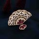Silver Marquise Ruby Fan Brooch With 14K Gold Plated Gold Vermeil (2.5 Micron)