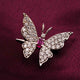 925 Sterling Silver Red Ruby Butterfly Brooch Pin Gold Vermeil (2.5 Micron)