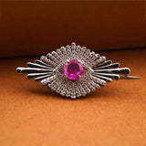 925 Sterling Silver Red Ruby Made In Heaven Brooch Pin Gold Vermeil (2.5 Micron)