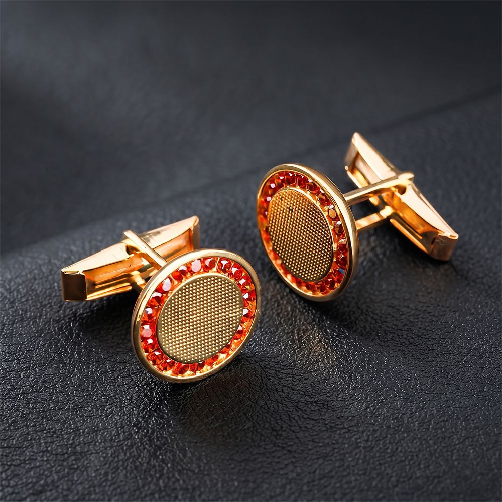 Silver Red Ruby Vintage Cufflinks In 14K Gold Plating Gold Vermeil (2.5 Micron) Gold