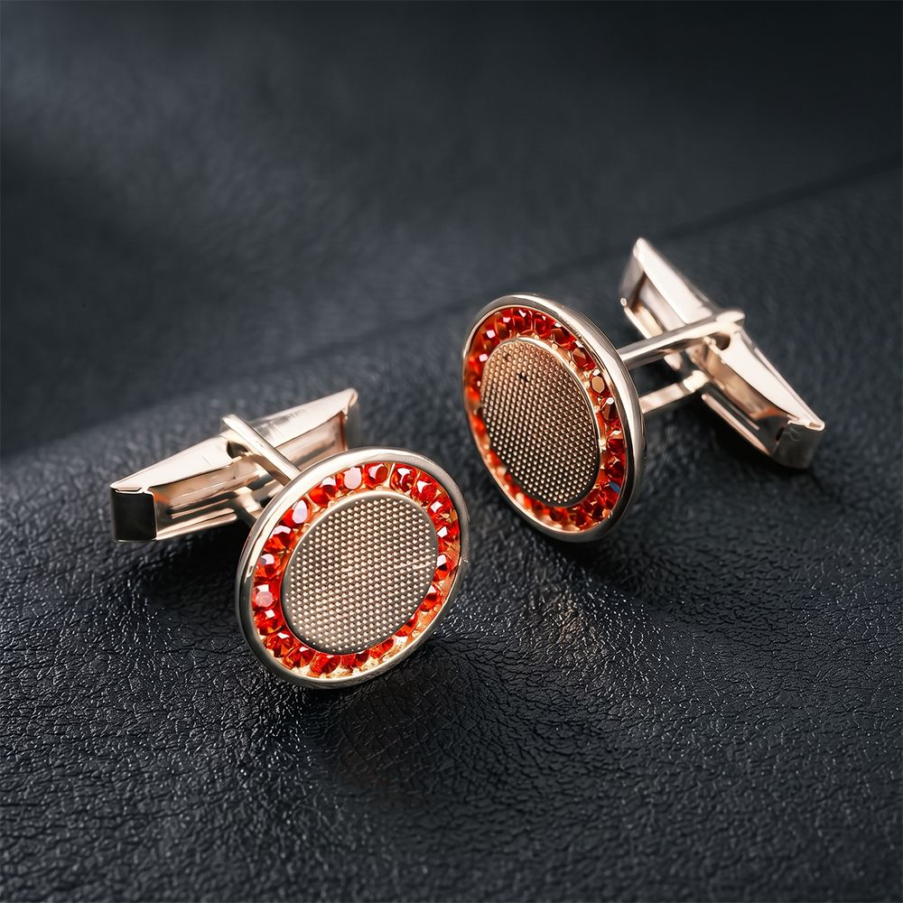 Silver Red Ruby Vintage Cufflinks In 14K Gold Plating Gold Vermeil (2.5 Micron) White
