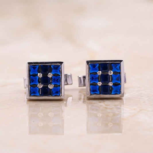 Silver Sapphire Princess Cufflinks Gold Vermeil (2.5 Micron) White