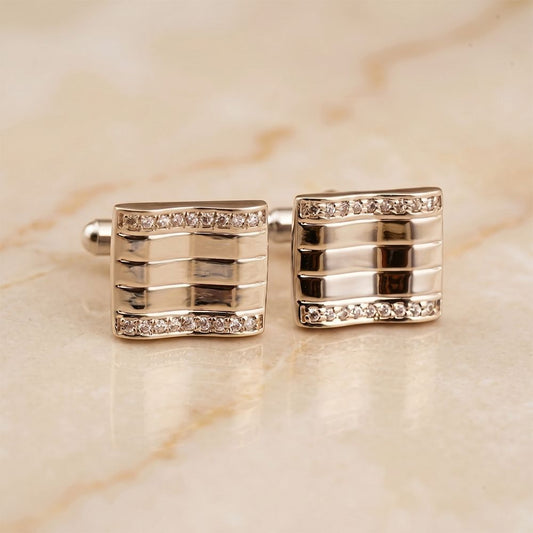 Silver Flag Cufflinks With 14K Gold Plated Gold Vermeil (2.5 Micron) White