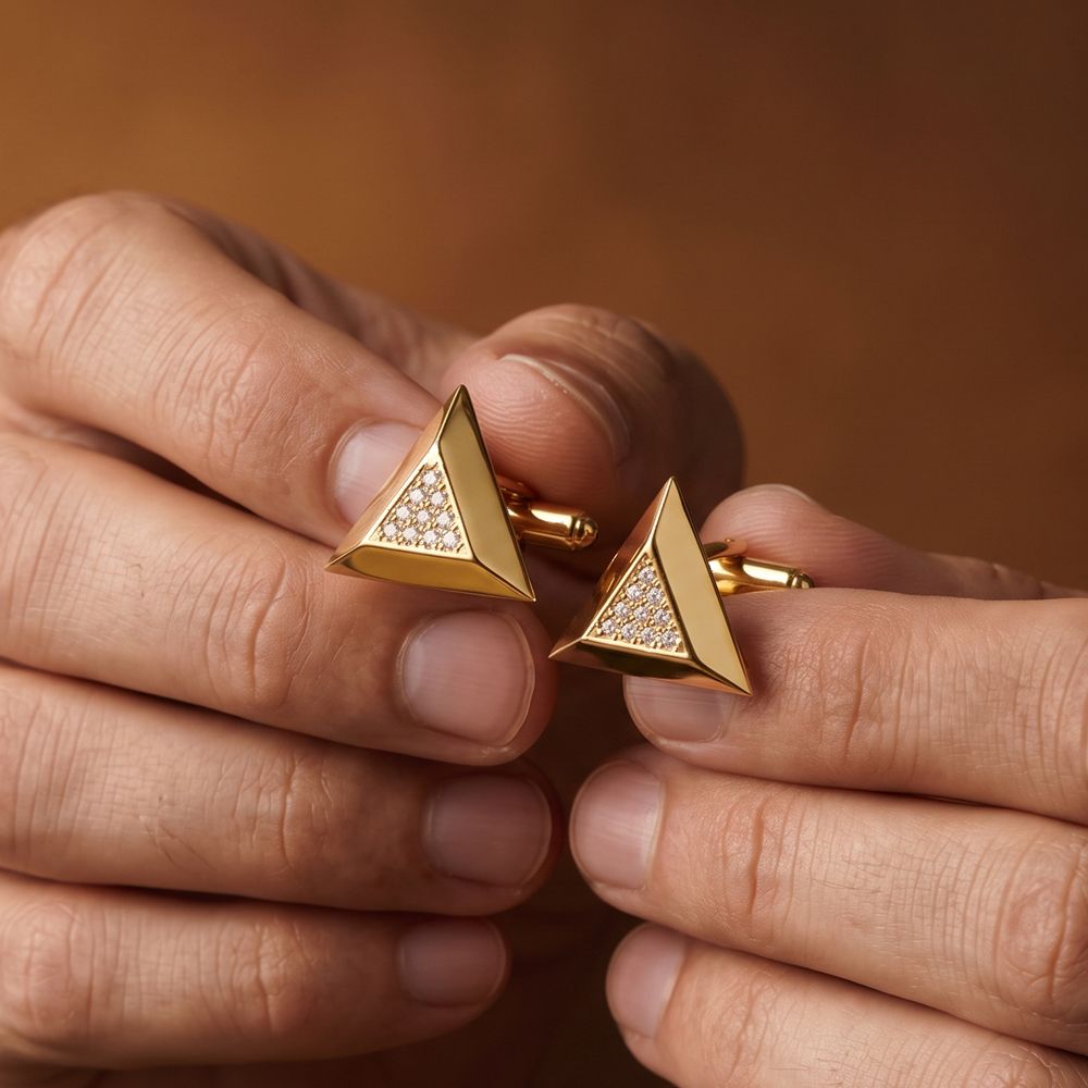 Silver Triangle Toggle Cufflinks For Him Gold Vermeil (2.5 Micron) Gold