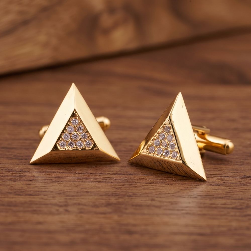 Silver Triangle Toggle Cufflinks For Him Gold Vermeil (2.5 Micron) Gold