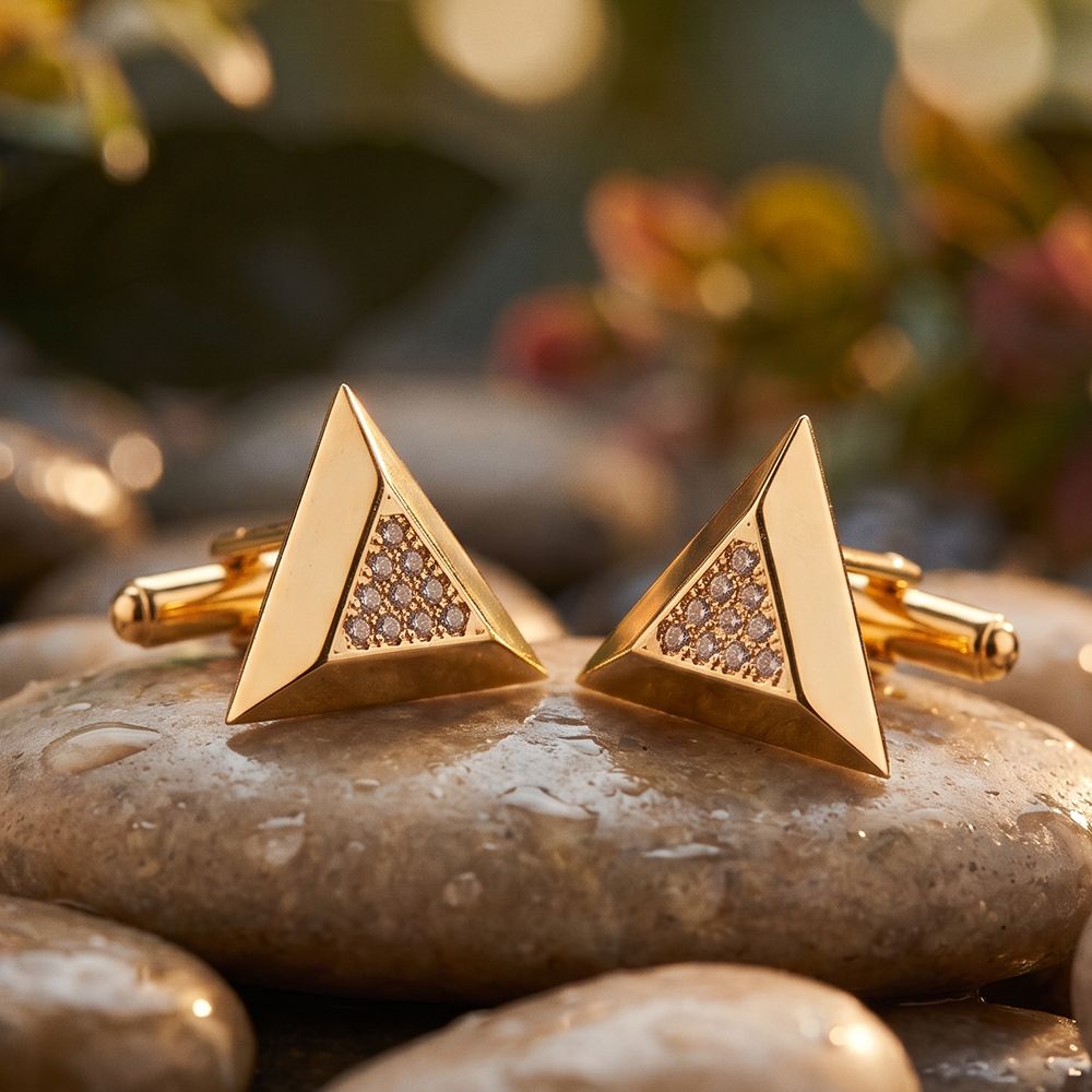 Silver Triangle Toggle Cufflinks For Him Gold Vermeil (2.5 Micron) Gold