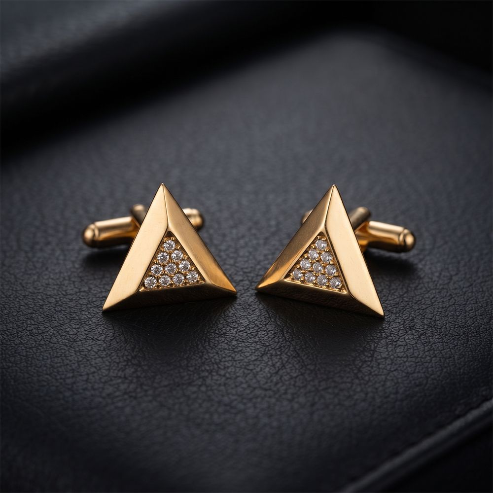 Silver Triangle Toggle Cufflinks For Him Gold Vermeil (2.5 Micron) Gold