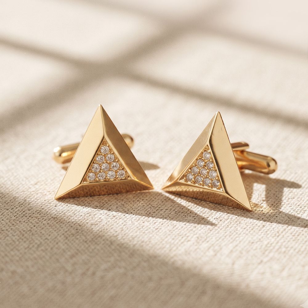 Silver Triangle Toggle Cufflinks For Him Gold Vermeil (2.5 Micron) Gold