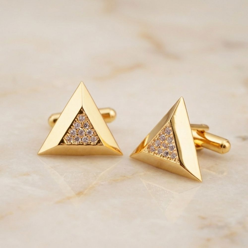 Silver Triangle Toggle Cufflinks For Him Gold Vermeil (2.5 Micron) Gold