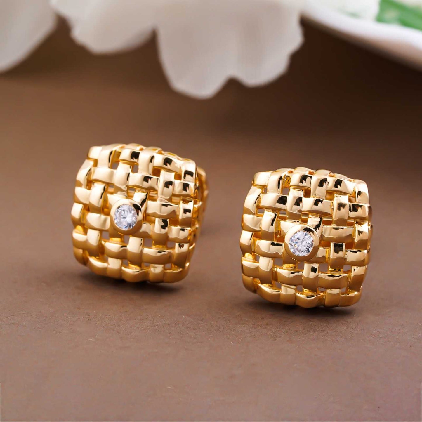 Silver Vannerie Cufflinks With 14K Gold Plated