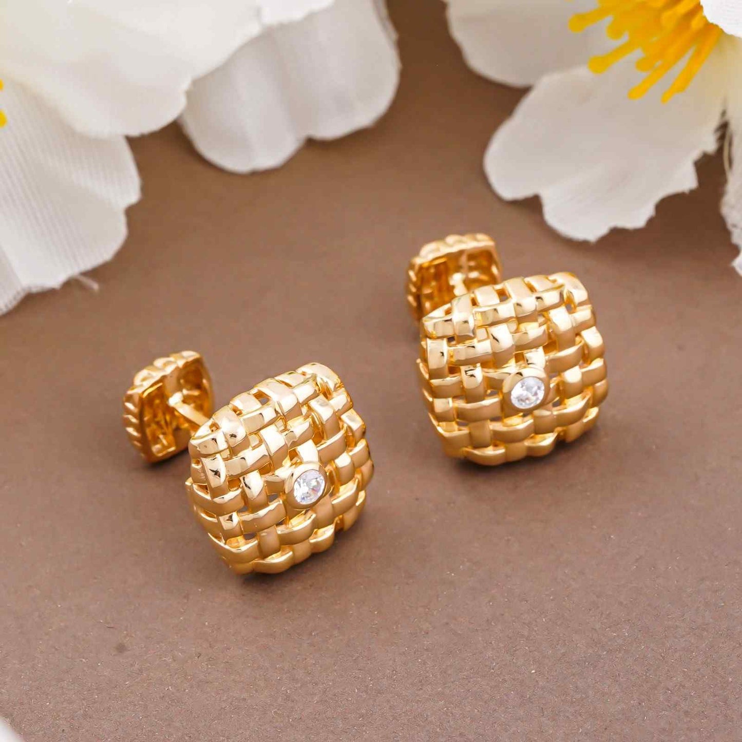 Silver Vannerie Cufflinks With 14K Gold Plated